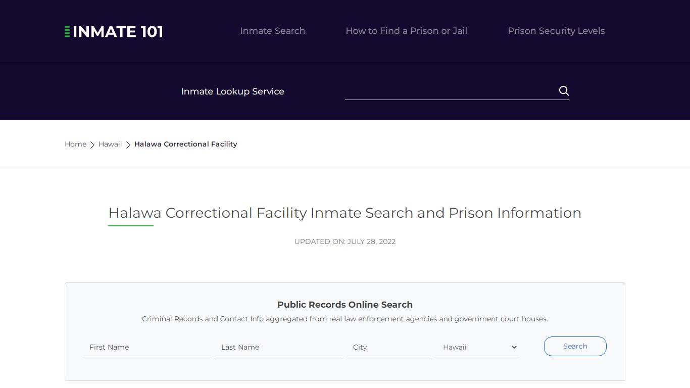 Halawa Correctional Facility Inmate Search, Visitation ...